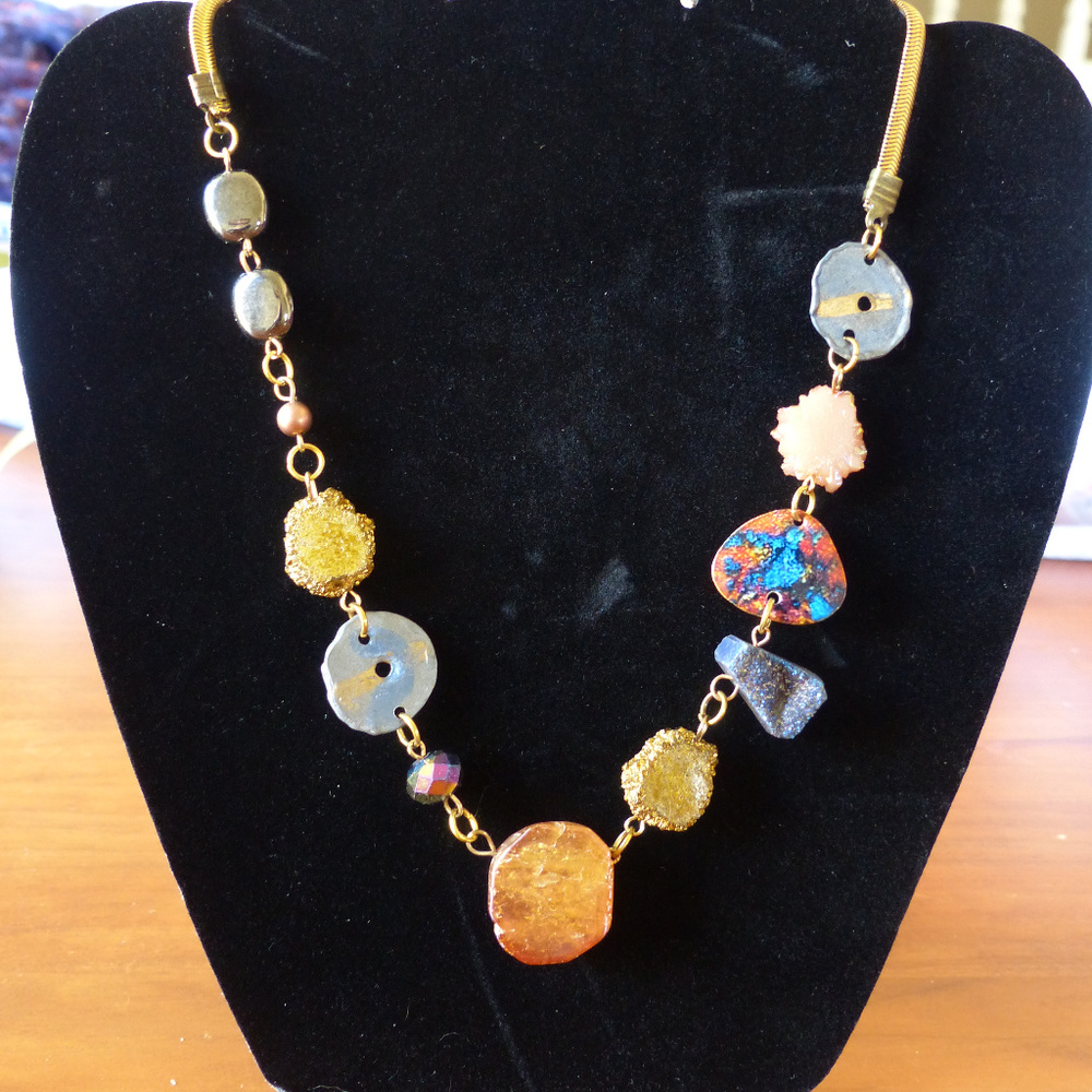 Unique mixed media Treska statement necklace